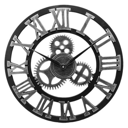 Retro handgjord överdimensionerad 3d väggklocka Rustik dekorativ konst Silver B