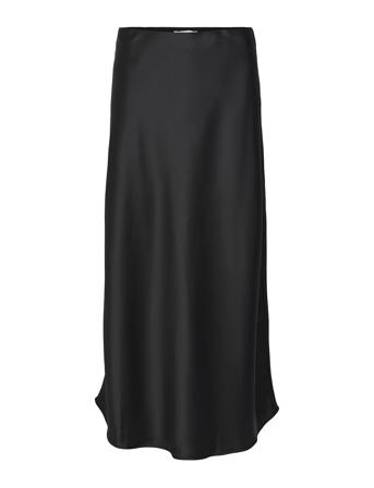 Objsateen Mw Ancle Skirt Div Black Object
