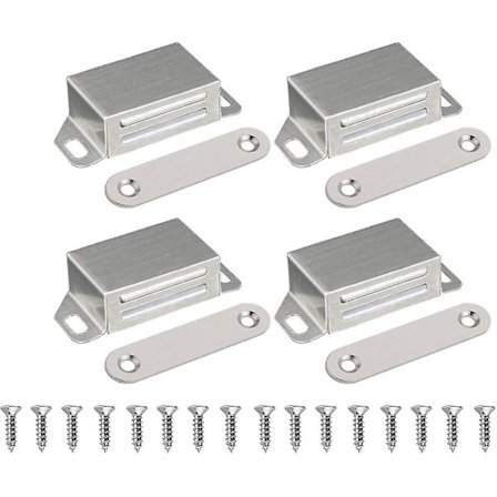 Magnetisk lås til skab, dørmagnet - Magnetisk lås til døre, dørlukker, dørmagnet, møbelmagnet, rustfrit stål, 10 kg stærk skabsmagnet
