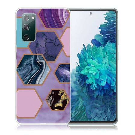 Marble design Samsung Galaxy S20 FE 5G / Samsung Galaxy S20 FE kotelot - Kuusikulmioita Violetti Tausta