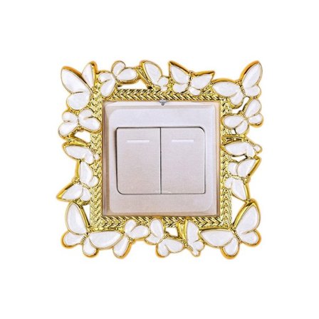 Enkelt lysafbryderdæksel Stikkontakt Surroundramme GOLD&WHITE