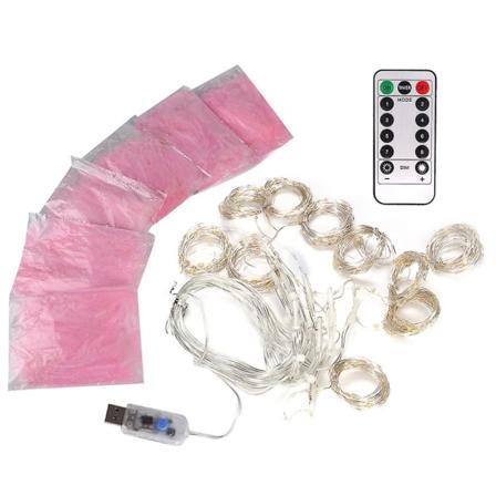 Usb-käyttöinen 300 lediä höyhenvalosarja kaukosäätimellä kodin lämpimään valkoiseen