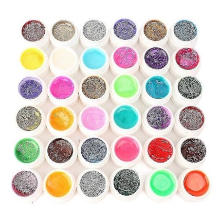 36 Nagelkonst Tips Polish Glitter Pulver Builder UV Gel Lampa Akryl DIY Dekoration Mode Julklapp