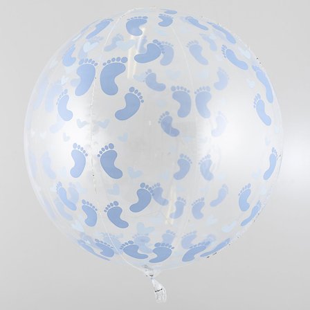 Rund Folieballon med Blå Fodaftryk