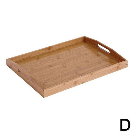 Serveringsbakke Bambus - Træbakke med Håndtag Perfekt til Middag Tebakker