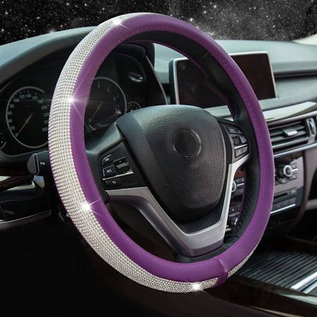 Ny läderrattöverdrag med Bling Bling-kristall