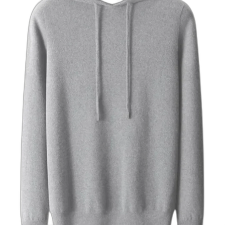 Grå stickad hoodie med huva