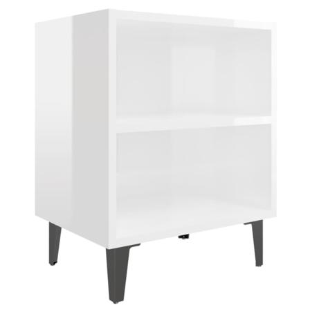 Vidaxl Sängbord Med Metallben Vit Högglans 40x30x50 Cm Vit