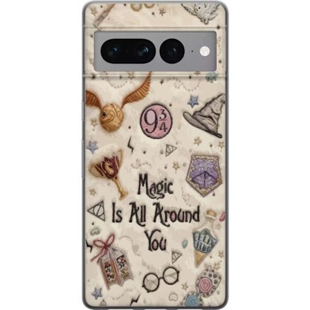 Kompatibel Mobilcover til Google Google Pixel 7 Pro Broderet magisk illustration med symboler, citater og eventyrinspireret fantasi der skaber en blø