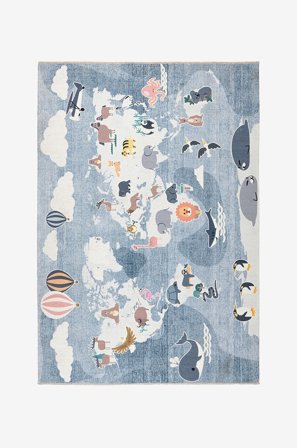 Mattbolaget - Matta Karta - Blå - Barnmattor - 160X230 - Från Homeroom