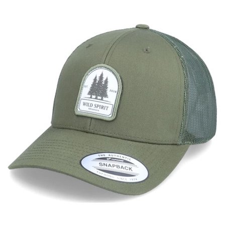 Wild Spirit - Grön trucker Keps - Pine Logo Patch Olive Trucker @ Hatstore