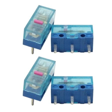 4 stk rosa prikk museknapp mikro grensebryter 3 pinner 80 millioner for HUANO mus mikrobryter blå transparent skall 0,74N
