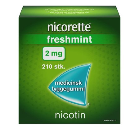 Nicorette Freshmint 2 mg medicinsk tyggegummi 210 stk., Medicin & Pleje, Rygestop, Nikotintyggegummi