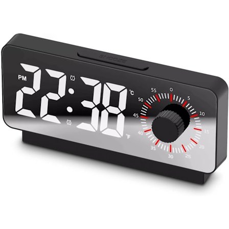 Digitalt Vækkeur med Visuel Timer, Elektronisk Sengelampeur m/w