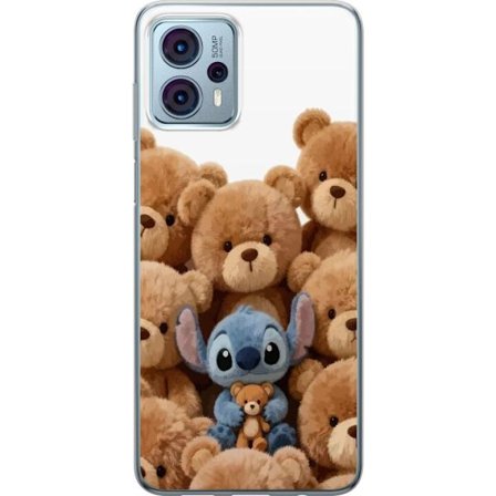 Kompatibel Mobilcover til Motorola Motorola Moto G23 Sød og sikker illustration med Stitch omgivet af bamser, der skaber en varm og legende følelse