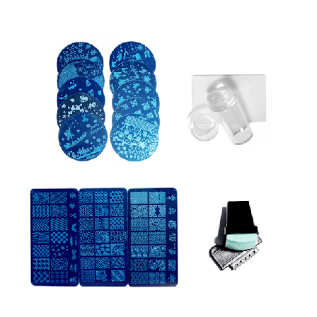 Stempelplade Stempelskraber Sæt Fransk Nail Art Stempel Neglestemplings Nail Art DIY Negledekoration