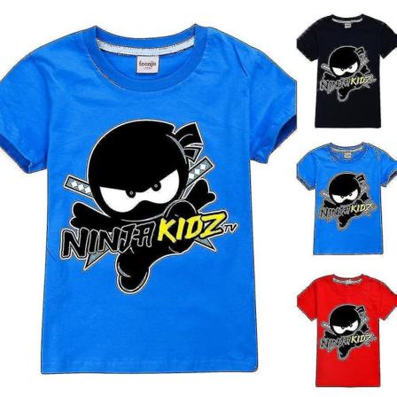 Ninja Kidz Tema T-shirt Børn Drenge Kortærmet Tegneserie T-shirt Topper Hk Blue 7-8 Year