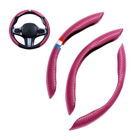 (3st set-rosa) Universal Bil Interiör Ratt Booster Skydd Kolfiber Halkfritt Skydd Bilmodifieringstillbehör Biltillbehör