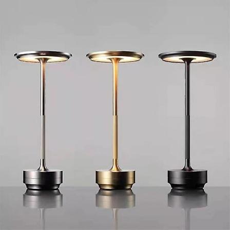Trådløs bordlampe Dimbar Vanntett Metall USB Oppladbar Bordlamper -1st-WELLNGS-LXL svart black