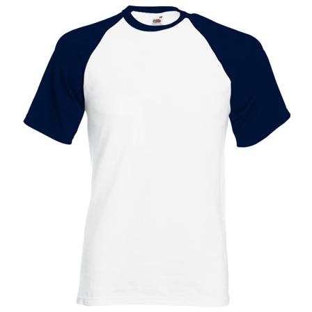 Fruit Of The Loom Herr Kortärmad Baseball T-shirt Xl Vit/d