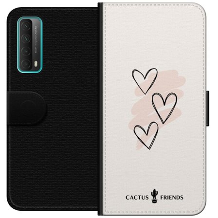 Kompatibel Tegnebogsetui til Huawei Huawei P smart 2021 Cactus and Friends - Soft Romance Sketch