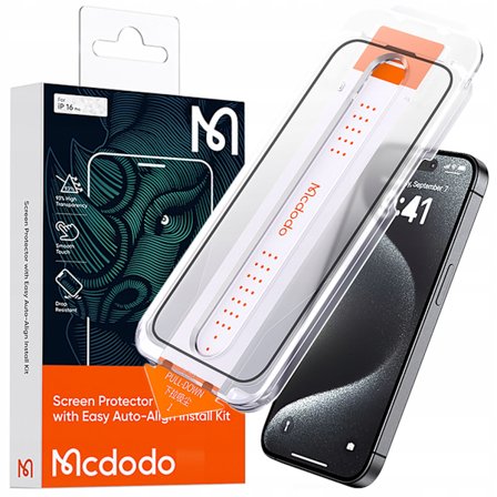 MCDODO EZ PASTE HÄRDAT GLAS FODRAL GLAS FÖR IPHONE 16 PLUS