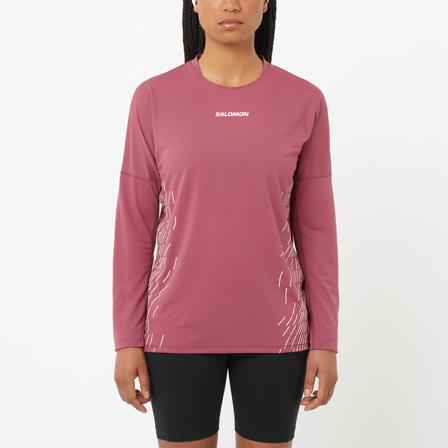 Salomon - T-shirts pour femme Sense Aero Ls Tee Gfx W - Nocturne / Whisper White - XS