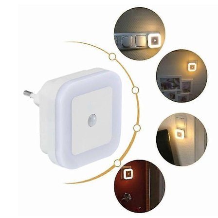 Soaiy 2-pakning LED Nattlys med Bevegelsessensor Energibesparende Stikkontaktlys PIR Sensorlampe Varmhvit Barnerom Gang Trapp