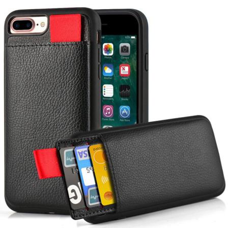 Iphone/samsung/huawei - Skal Med Dolt Kortfack / Korthållare Black Iphone 6/6s