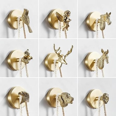 Brush Gold Angel Hook Solid Brass Coat Hook Door Back Hook Bathroom Kitchen Hooks Towel Rack Kmmoun