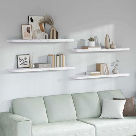 Vägghylla - hyllsteg Vidaxl Vägghylla 4 st Marmor vit 120 x 23,5 x 4 cm