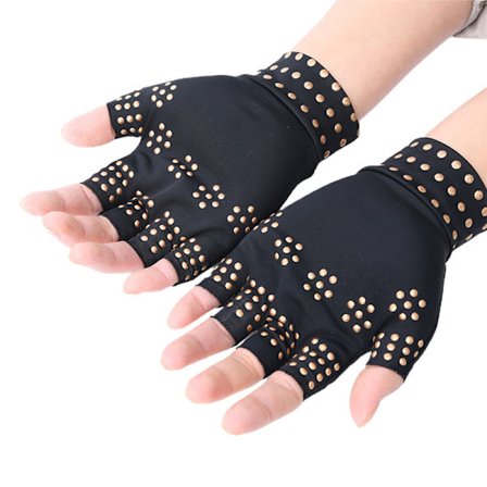 Kompresjonshansker Halvfingre Treningshansker Lette Pustende Sklisikre Hansker For Fitness Svart Gullprikk One Size