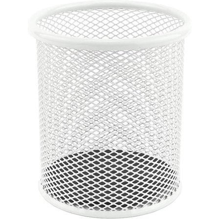 Hvid metal blyantholder - Rund metal blyantholder - Mesh blyantholder