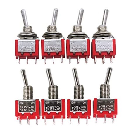8 stk. Miniature vippekontakt Rocker Switch Kontakter
