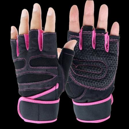 Kvinnor Män Cykelhandskar Fitness Cykel Sport Anti-Slip Armband pink M