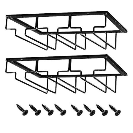 2 kpl Viinilasinpidike Viinilasiteline 3 riviä Musta metallinen viinilasikoukku