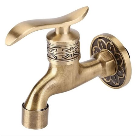 Generisk antik messinghane til vaskemaskine, vægmonteret vaskemaskinehane til udendørs havevandslange, enkelt koldt langt hane