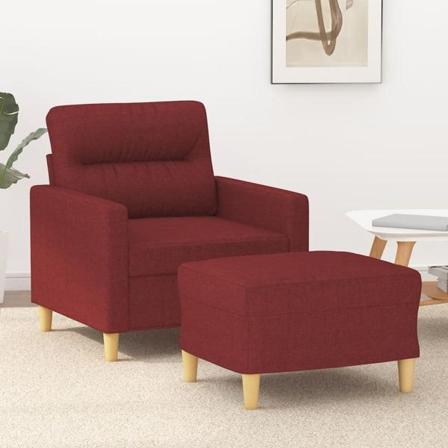 Vidaxl Fåtölj Med Fotpall Vinröd 60 Cm Tyg Röd