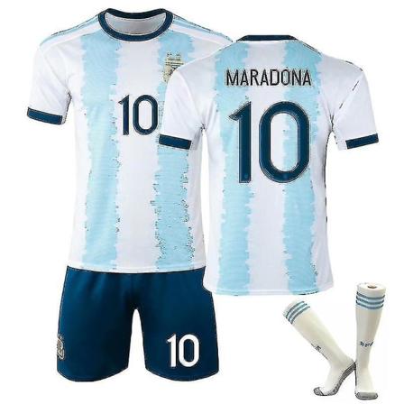 Maradona Tröja Nr 10 Argentina Retro King Fotbollströja Set Barn adults M(170-175CM) 1920 Maradona 10