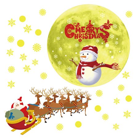 19,5*35CM Jouluinen hehkuva seinätarra, Lumimies, Peura