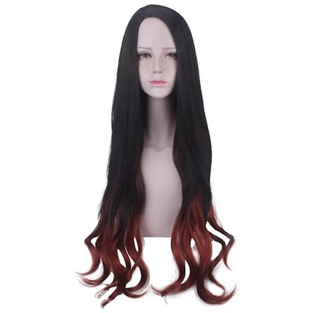 Kamado Nezuko Parykker Lang Krøllet Paryk Hætte