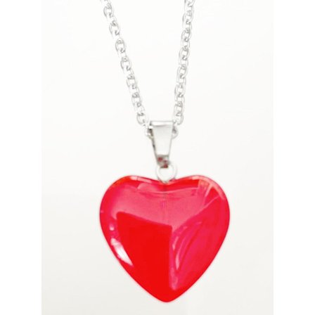 Necklace - Heart - Red - Glass