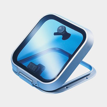 Dekluik Lewmar Ocean 50 Flange, met frictiescharnier, flens, 180°, 377 x 507 mm (uitsnijdingsmaat), 444 x 574 mm (buitenmaat), zilver/grijs