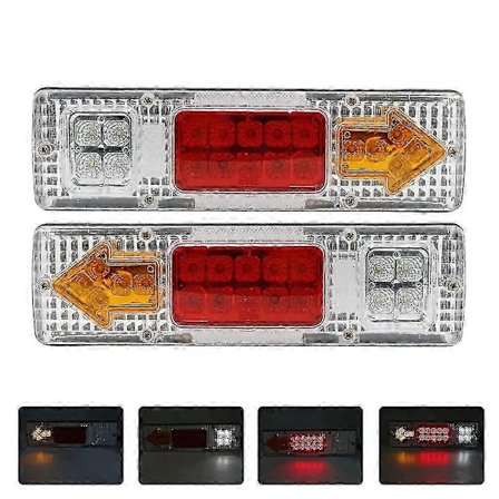 2 stk. vandtæt 12V trailer lastbil LED baglygte båd RV campingvogn varevogn flow styring bremse bakgear trafik tåge baglygte - WK