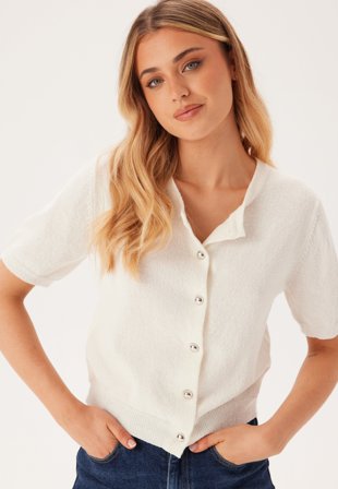 BUBBLEROOM - Knitted Short Sleeve Cardigan - L