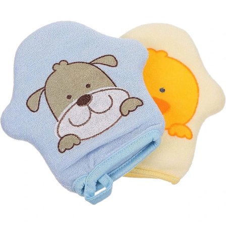 2 stk. Hck Baby Badehandsker Håndklædehandsker, Børne Badesvamp, Tegneserie Håndklædehandsker til Småbørnsbad og Brusebad