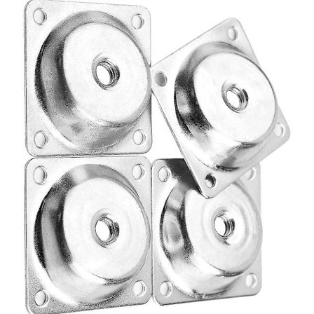 Sett med 5 monterings-plater for skrå jernmøbelbein