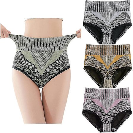 st bomulls bikini trosor för kvinnor, magkontroll shapewear underkläder spets hög midja trosor rumplyft kroppsformare trosor midja ff E