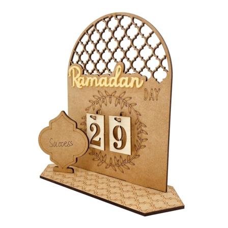 Puinen Ramadanin laskurikalenteri-koriste DIY-puutyökoriste Kotijuhlat Makuuhuoneen koristelahja Tarvikkeet Seppele