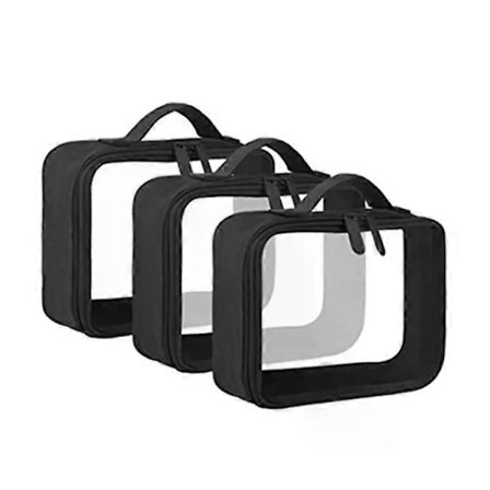 Gjennomsiktig toalettmappe, kosmetikkveske, gjennomsiktig reiseveske for kvinner og menn, TSA flyplass toalettmappe for transport av væsker